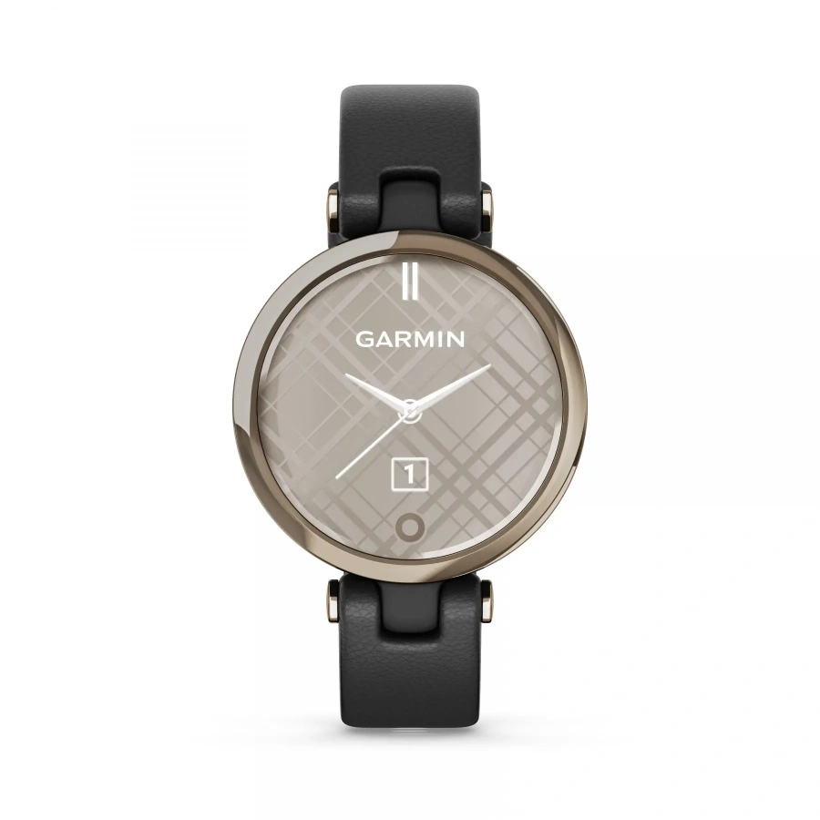 Смарт-годинник Garmin Lily Cream Gold Bezel with Black Case and Italian Leather Band (010-02384-B1)