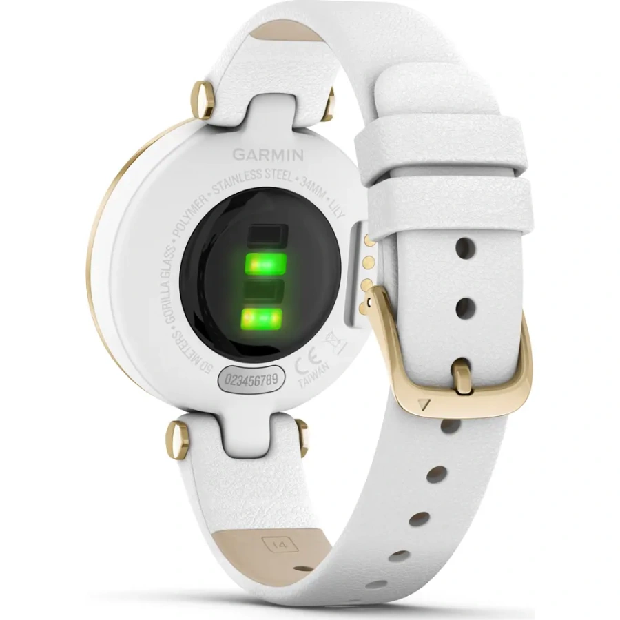 Смарт-годинник Garmin Lily Light Gold Bezel with White Case and Italian Leather Band (010-02384-B3)