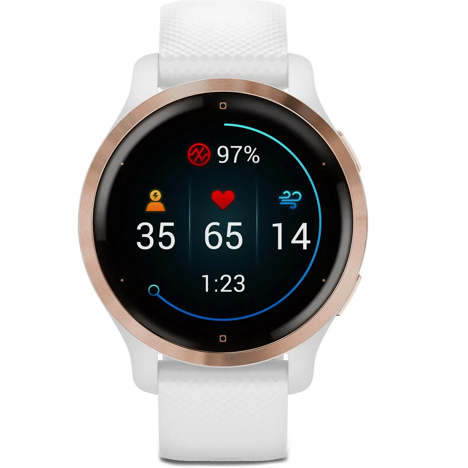 Смарт-годинник Garmin Venu 2S Rose Gold Bezel with White Case and Silicone Band (010-02429-13)