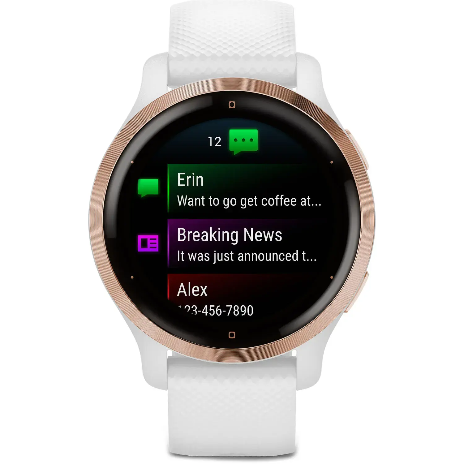Смарт-годинник Garmin Venu 2S Rose Gold Bezel with White Case and Silicone Band (010-02429-13)