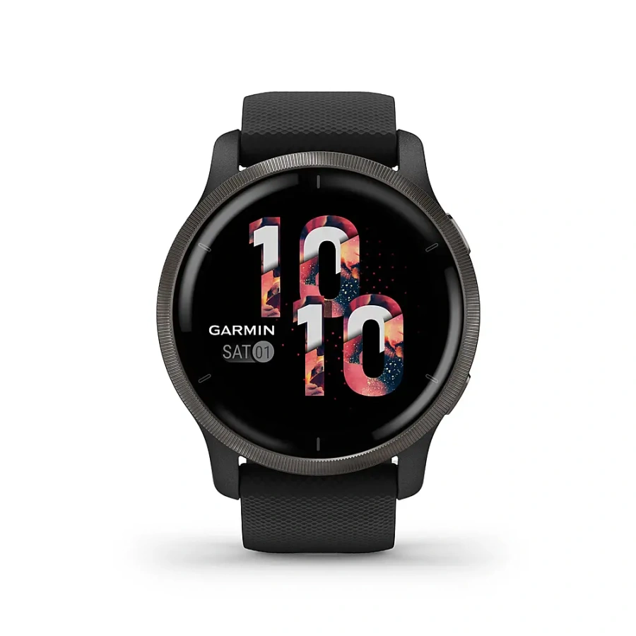 Смарт-годинник Garmin Venu 2 Slate Stainless Steel Bezel with Black Case and Silicone Band (010-02430-11/01)
