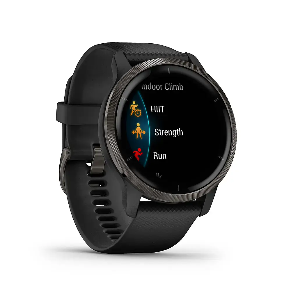 Смарт-годинник Garmin Venu 2 Slate Stainless Steel Bezel with Black Case and Silicone Band (010-02430-11/01)