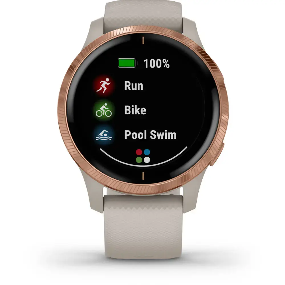 Смарт-часы Garmin Venu Rose Gold Stainless Steel Bezel with Light Sand Case and Silicone Band (010-02173-23)