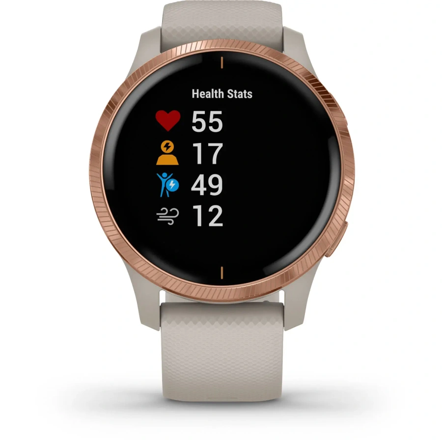 Смарт-часы Garmin Venu Rose Gold Stainless Steel Bezel with Light Sand Case and Silicone Band (010-02173-23)