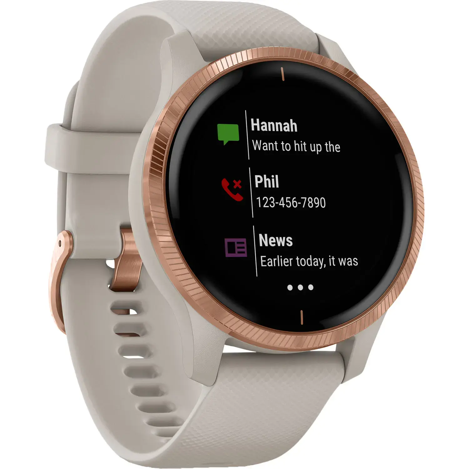 Смарт-часы Garmin Venu Rose Gold Stainless Steel Bezel with Light Sand Case and Silicone Band (010-02173-23)