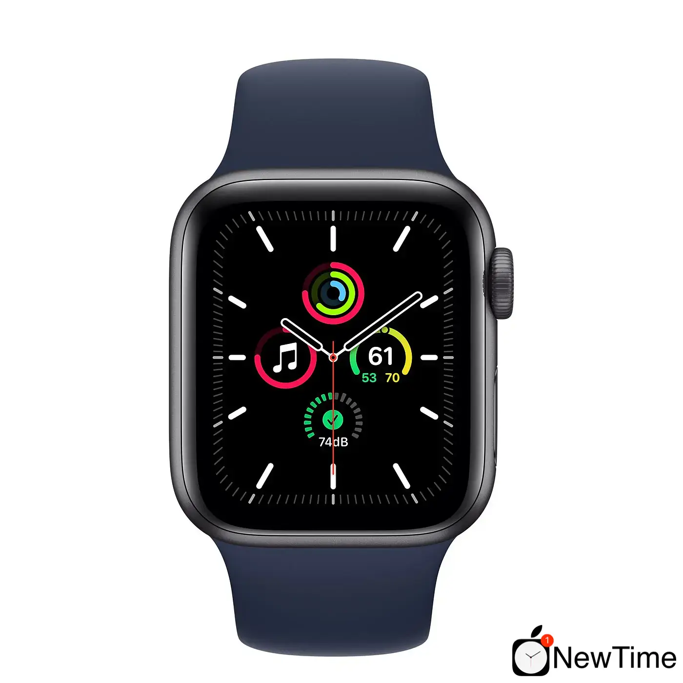 Apple Watch SE GPS 40mm Space Gray Aluminum Case (MYE02) with Deep Navy Sport Band (MYAU2)