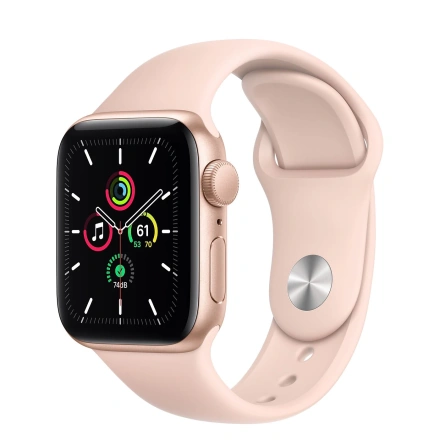 Apple Watch SE GPS 40mm Gold Aluminum Case with Pink Sand Sport Band (MYDN2)