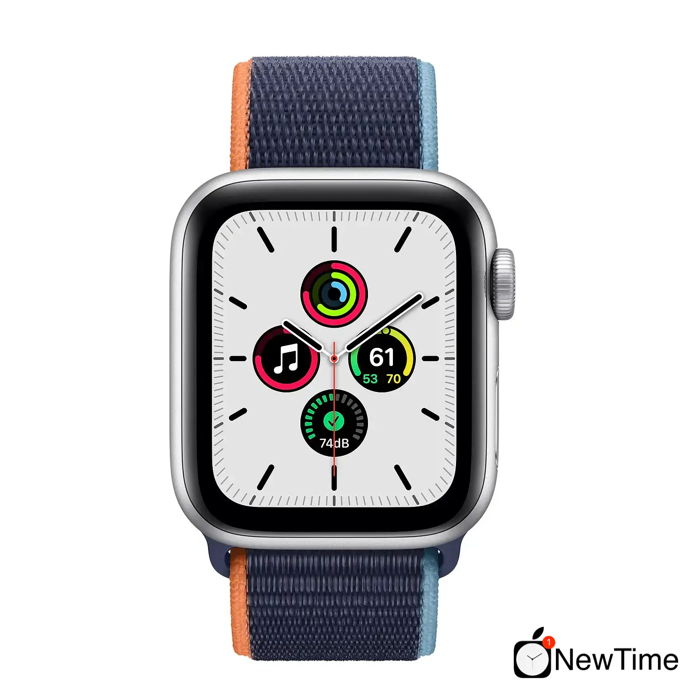 Apple Watch SE GPS 40mm Silver Aluminum Case with Deep Navy Sport Loop (MYDX2)