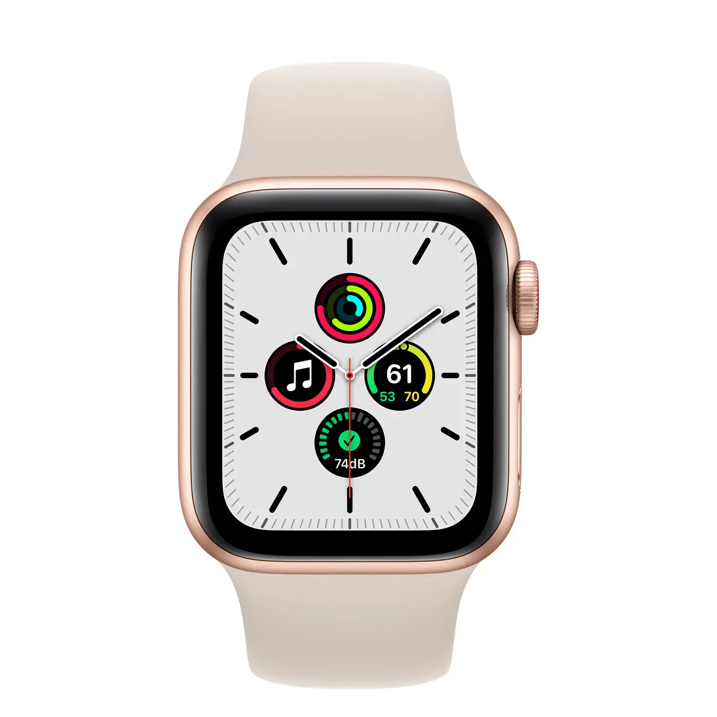 Apple Watch SE GPS + Cellular 40mm Gold Aluminum Case with Starlight Sport Band (MKQN3, MKQX3)