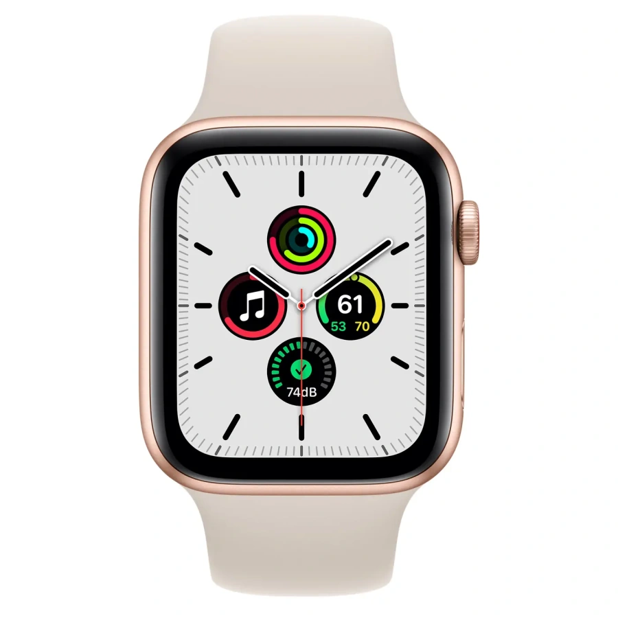 Apple Watch SE GPS + Cellular 44mm Gold Aluminum Case with Starlight Sport Band (MKRP3, MKT13)
