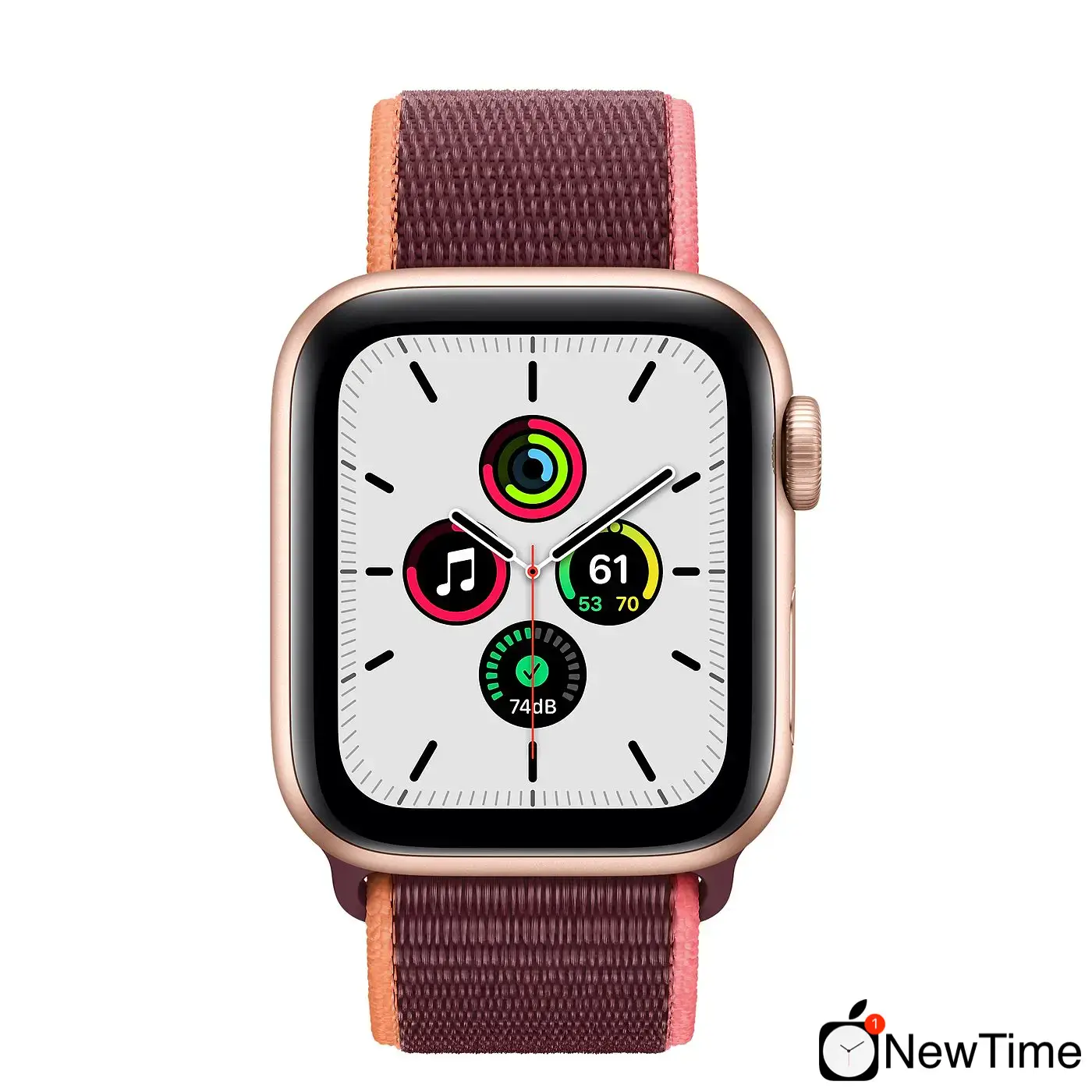 Apple Watch SE GPS 40mm Gold Aluminum Case with Plum Sport Loop (MYDY2)