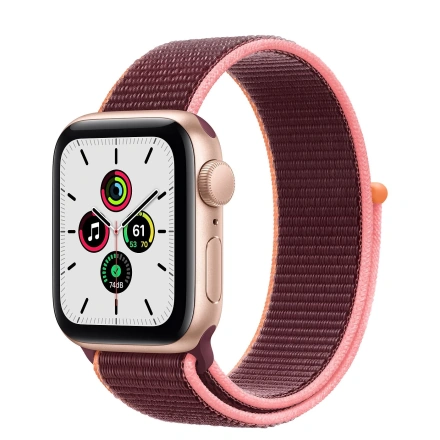 Apple Watch SE GPS 40mm Gold Aluminum Case with Plum Sport Loop (MYDY2)