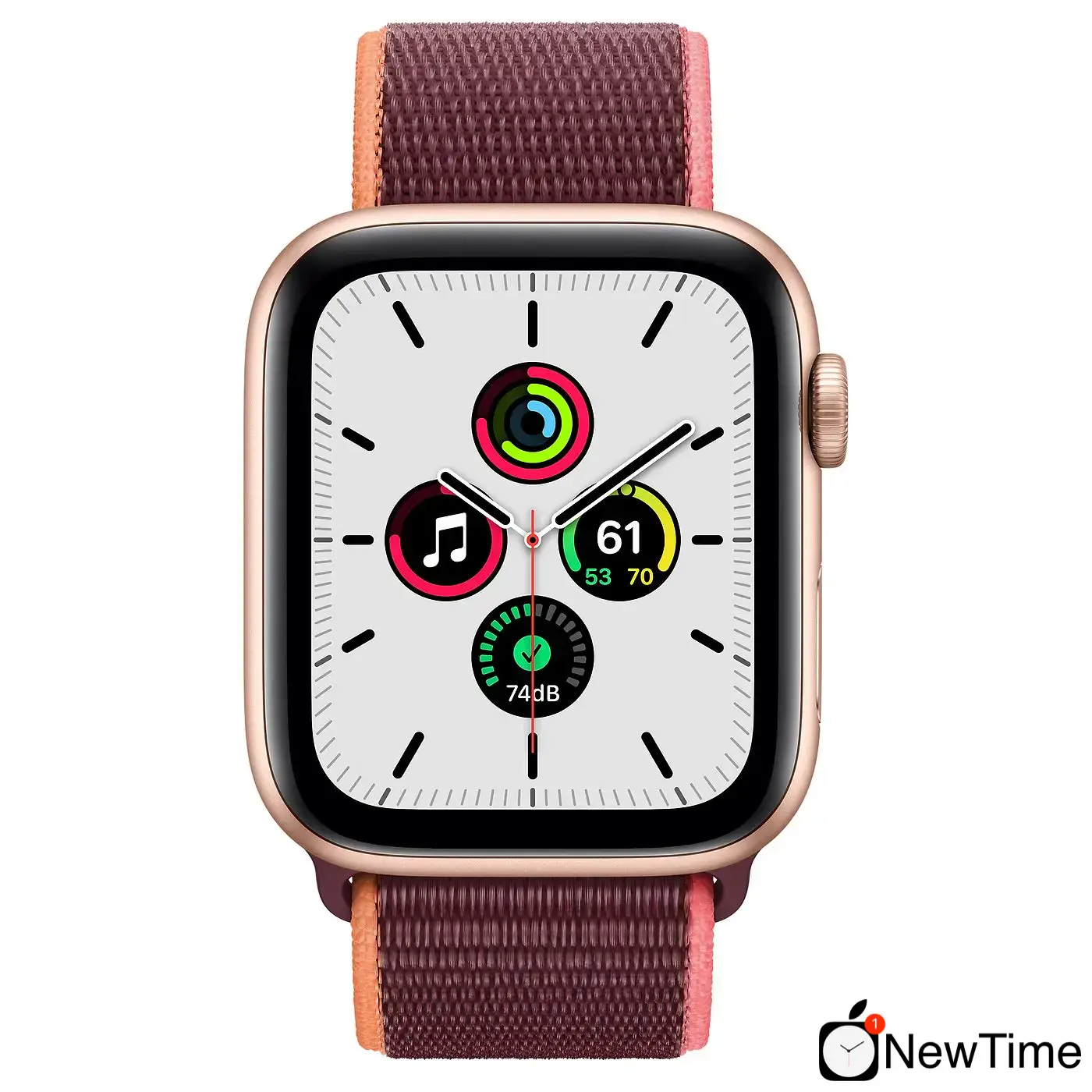Apple Watch SE GPS + Cellular 44mm Gold Aluminum Case with Plum Sport Loop (MYEQ2, MYEY2)