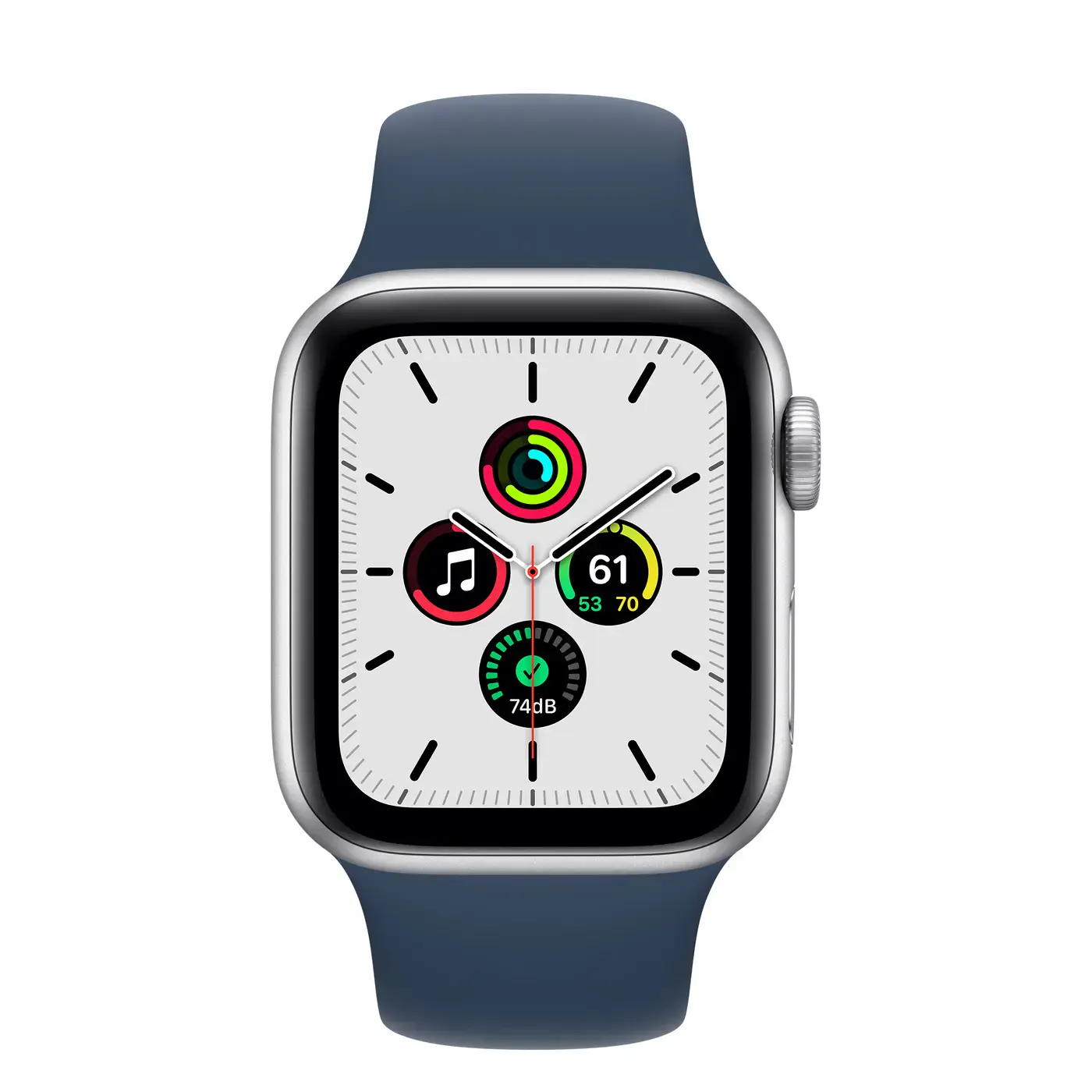 Apple Watch SE GPS + Cellular 40mm Silver Aluminum Case with Abyss Blue Sport Band (MKQL3, MKQV3)