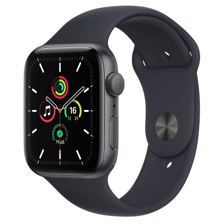 Apple Watch SE GPS 44mm Space Gray Aluminum Case with Midnight Sport Band (MKQ63)