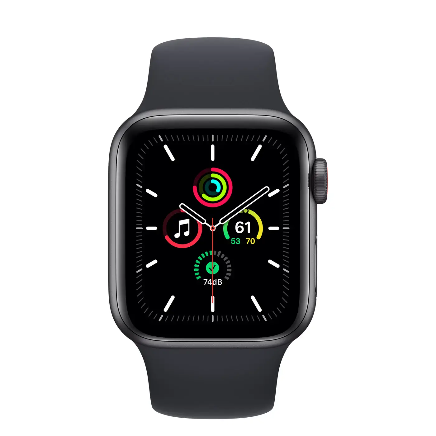 Apple Watch SE GPS + Cellular 40mm Space Gray Aluminum Case with Midnight Sport Band (MKQQ3, MKR23)