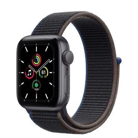 Apple Watch SE GPS 40mm Space Gray Aluminum Case (MYE02) with Charcoal Sport Loop (MYA42)