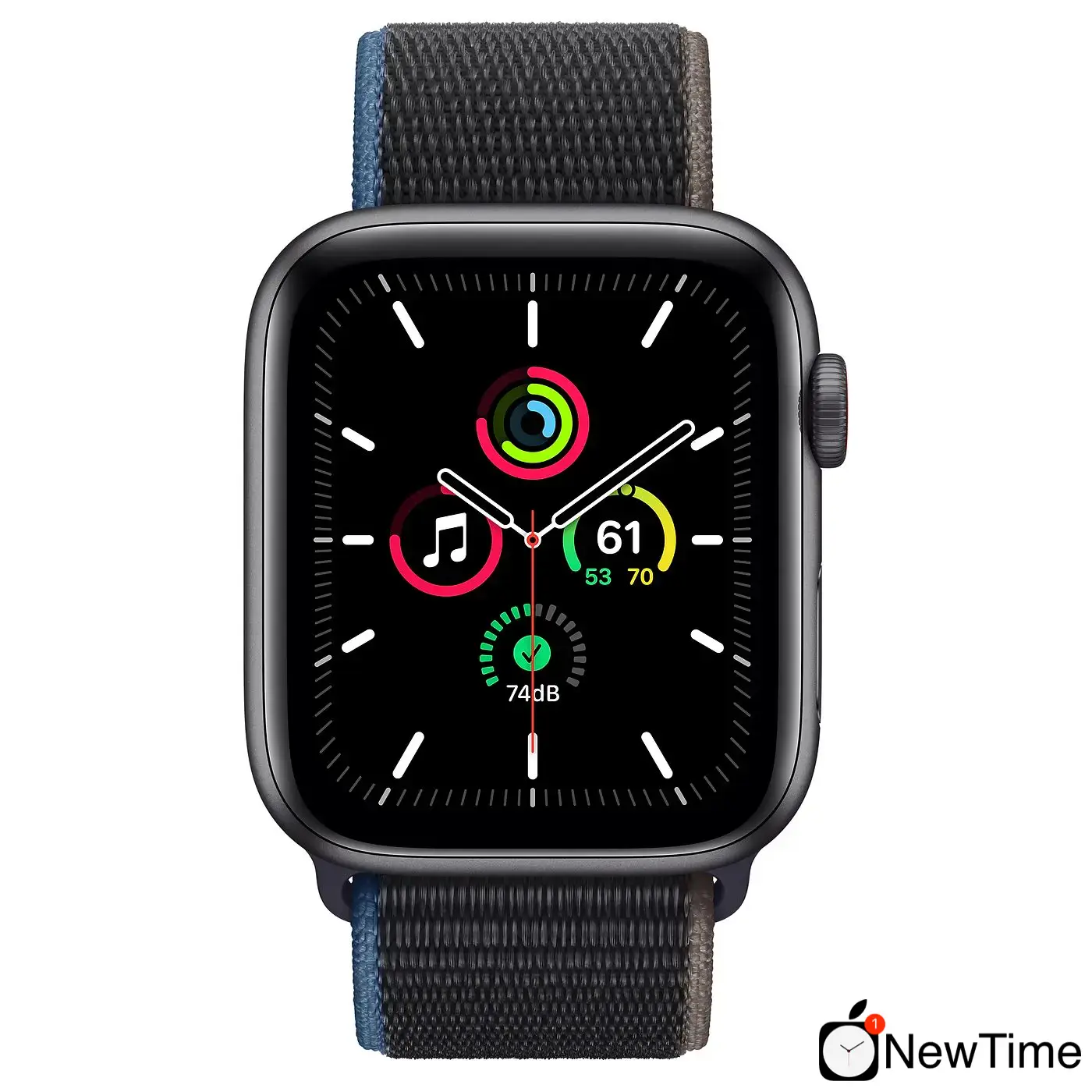 Apple Watch SE GPS + Cellular 44mm Space Gray Aluminum Case with Charcoal Sport Loop (MYEU2, MYF12)