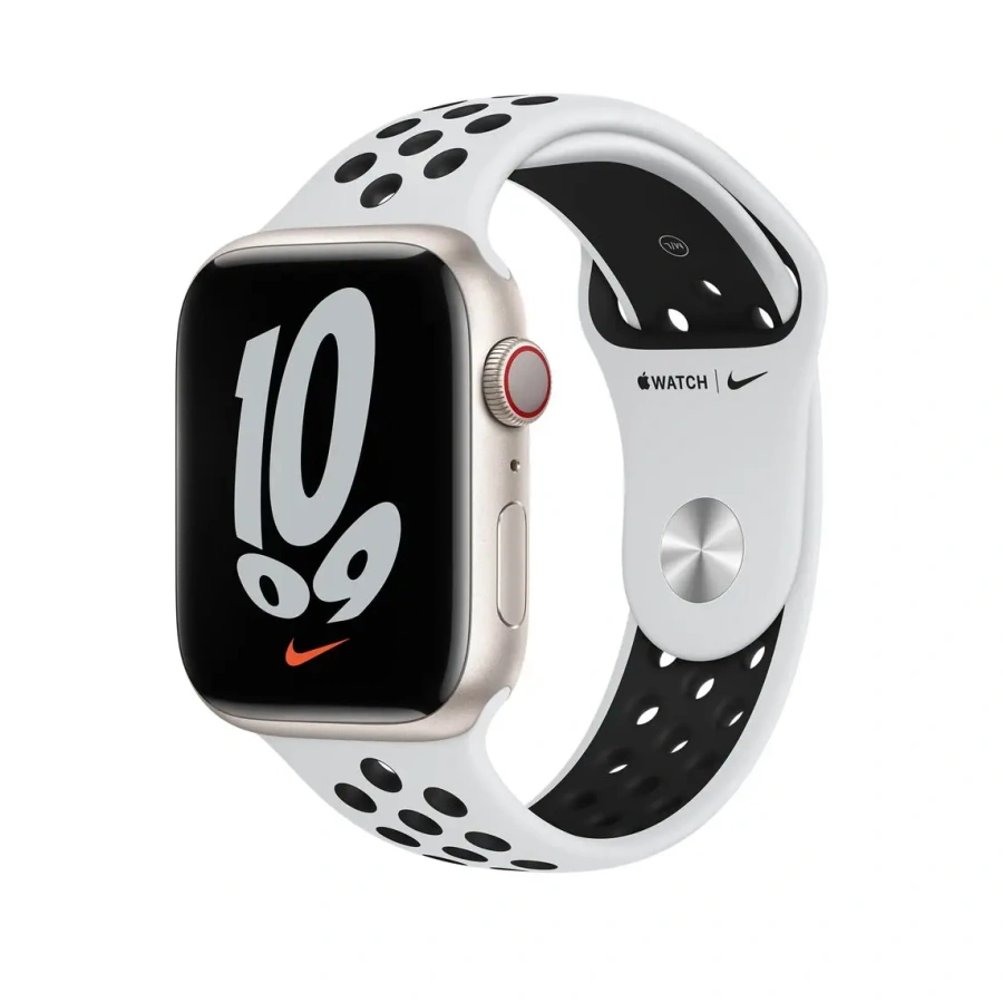 Ремінець Apple Pure Platinum/Black Nike Sport Band для Apple Watch 44/45/46/49mm (ML893)