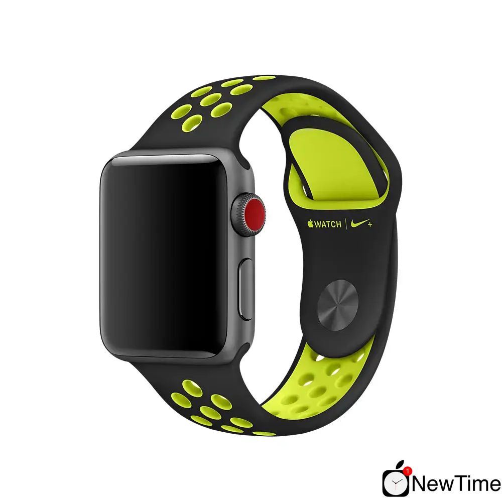 Ремешок Apple Black/Volt Nike Sport Band (MTMW2, MQ2Q2) для Apple Watch 44/45/46/49mm