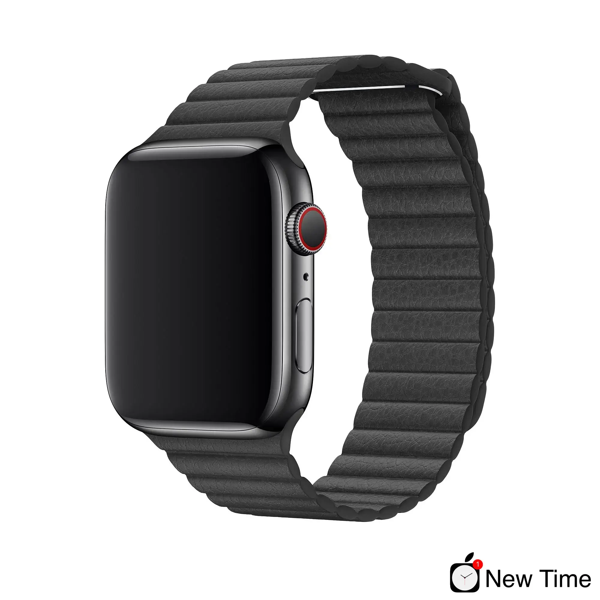 Ремінець Black Leather Loop Medium для Apple Watch 44/45/46/49mm Lux Copy