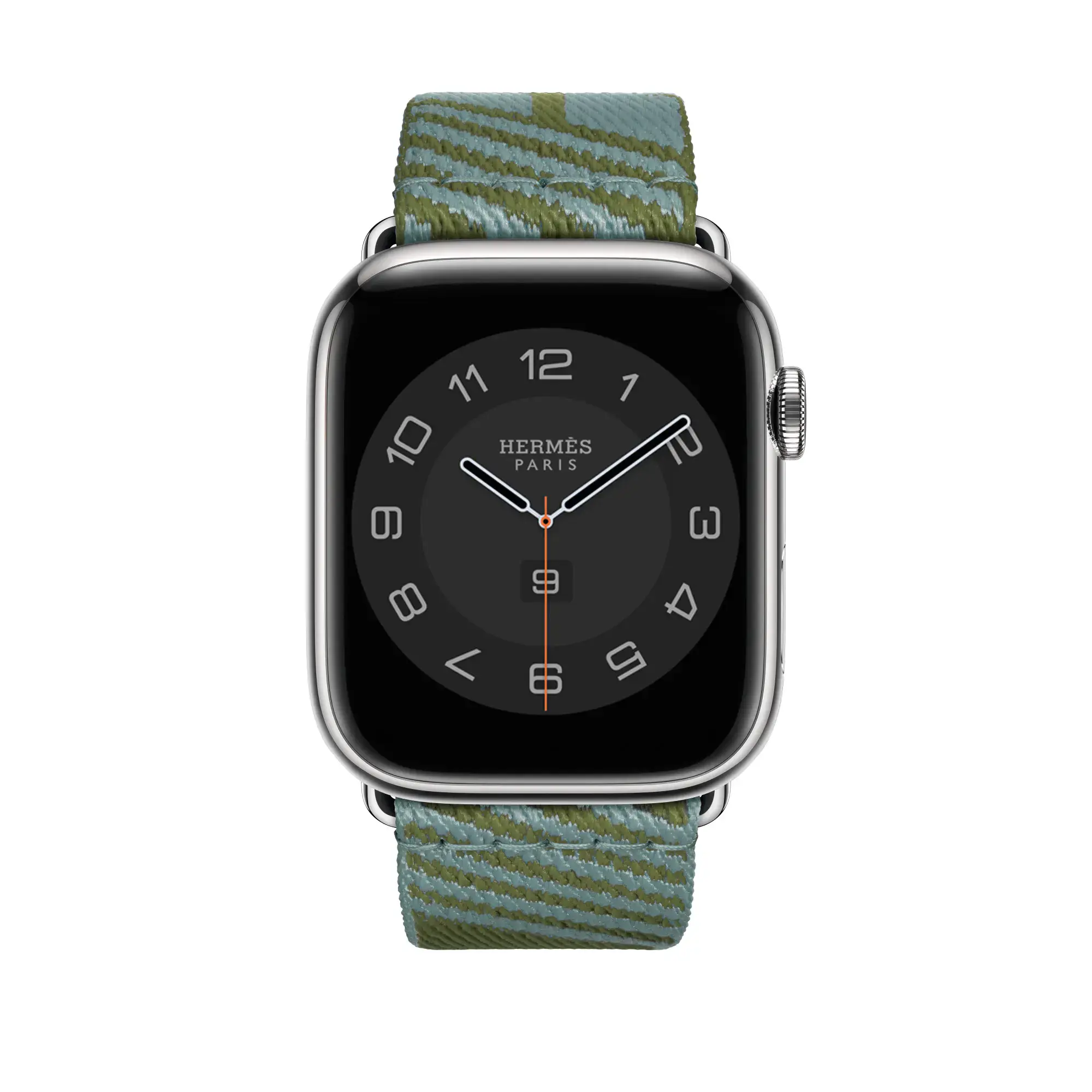 Ремінець Apple Watch Hermès 44/45/46/49mm (MN853) Bleu Lin/Vert Véronèse Jumping Single Tour