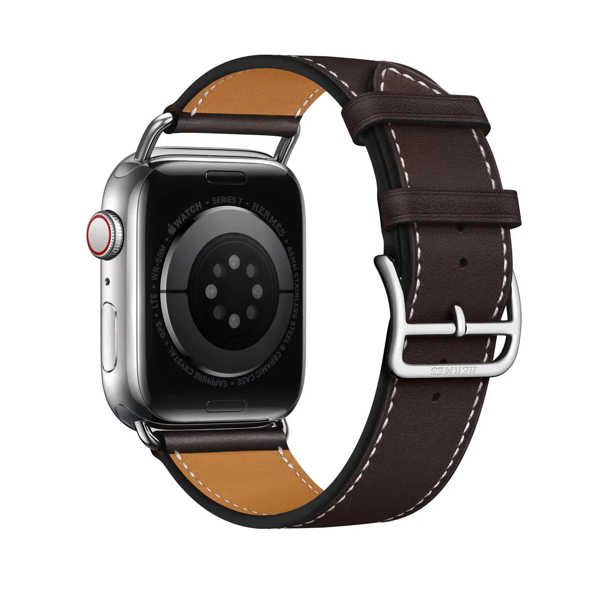 Ремінець Apple Watch Hermès 44/45/46/49mm (MN7X3) Ébène Barénia Attelage Single Tour