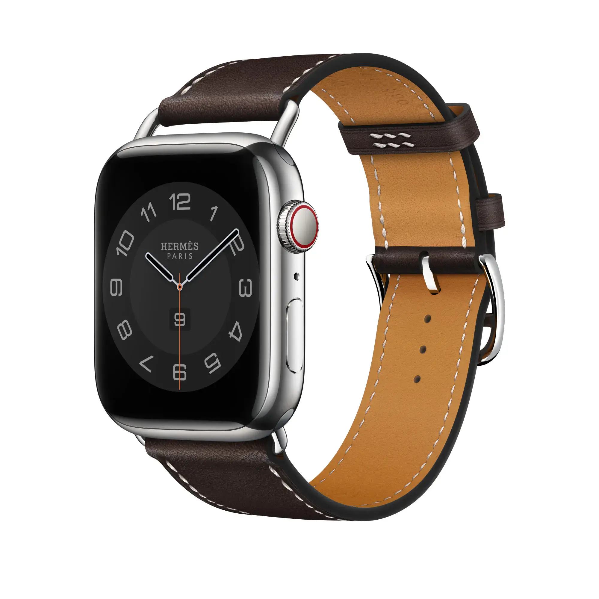 Ремінець Apple Watch Hermès 44/45/46/49mm (MN7X3) Ébène Barénia Attelage Single Tour