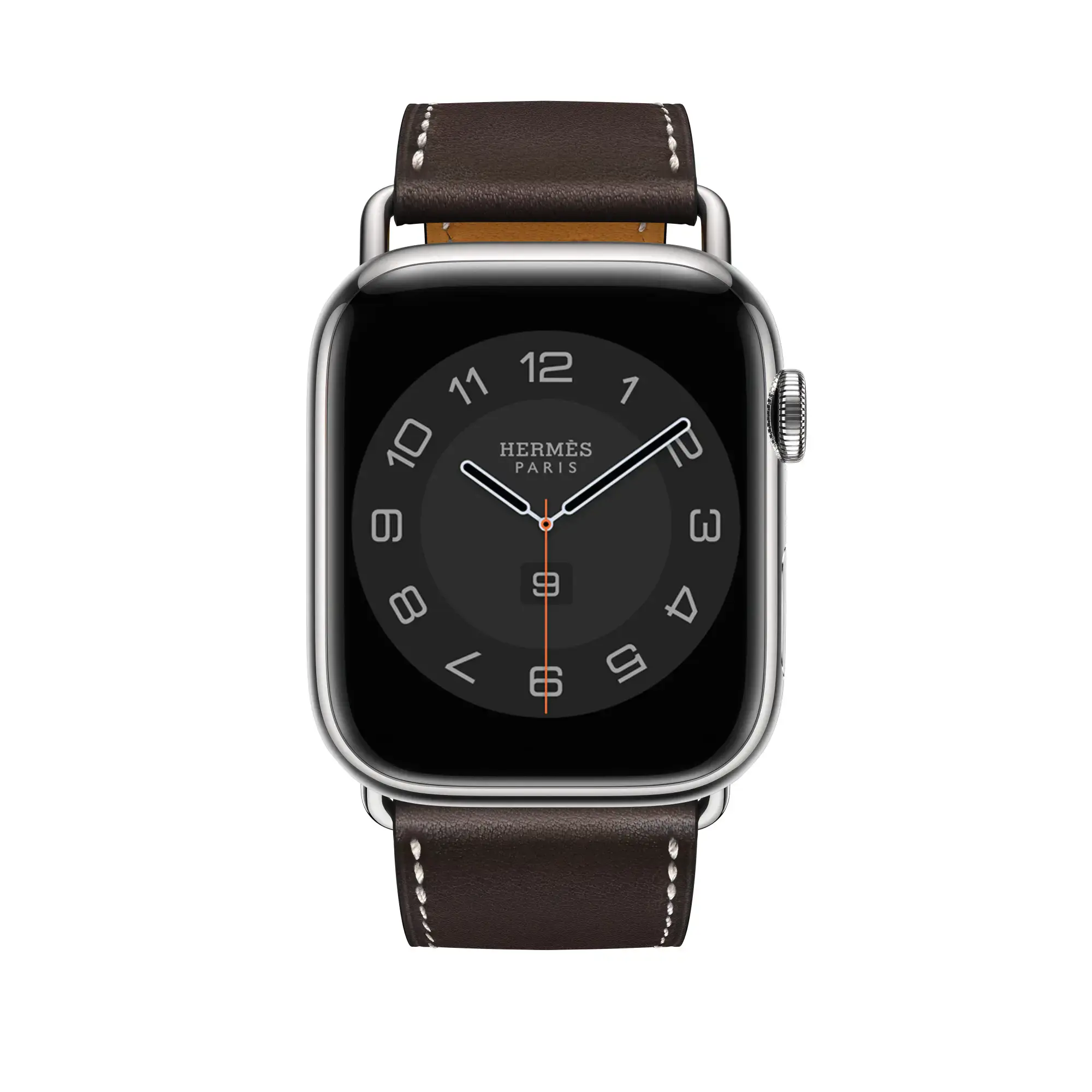 Ремінець Apple Watch Hermès 44/45/46/49mm (MN7X3) Ébène Barénia Attelage Single Tour