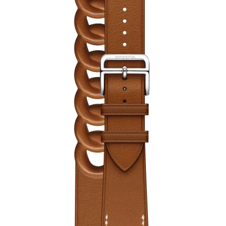 Ремінець Apple Watch Hermès 38/40/41mm (MKFV3) Fauve Barénia Gourmette Double Tour