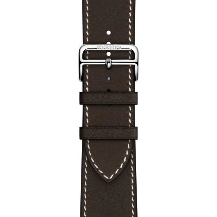 Ремінець Apple Watch Hermès 42/44/45mm Ébène Barénia Leather Single Tour Deployment Buckle (H074198CJ46)