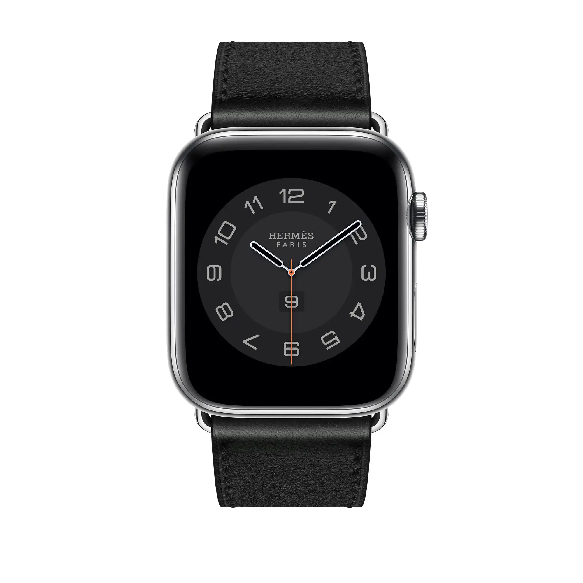 Ремешок Apple Watch Hermès 44/45/46/49mm (MHLU3) Noir Swift Leather Single Tour Deployment Buckle