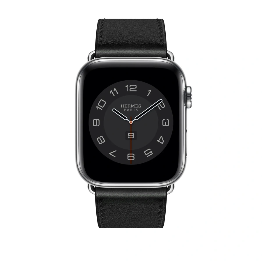 Ремешок Apple Watch Hermès 44/45/46/49mm (MHLU3) Noir Swift Leather Single Tour Deployment Buckle