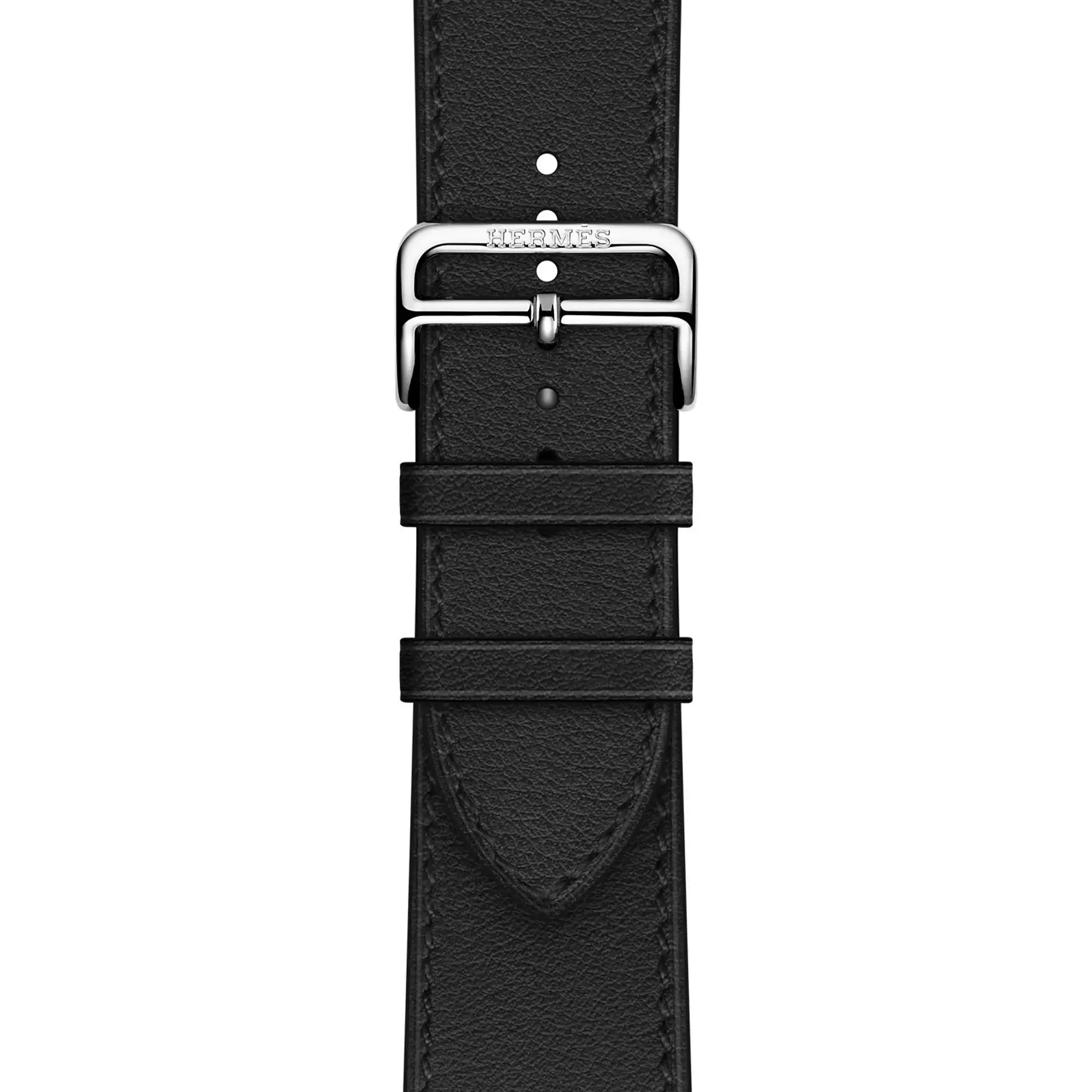 Ремешок Apple Watch Hermès 44/45/46/49mm (MHLU3) Noir Swift Leather Single Tour Deployment Buckle