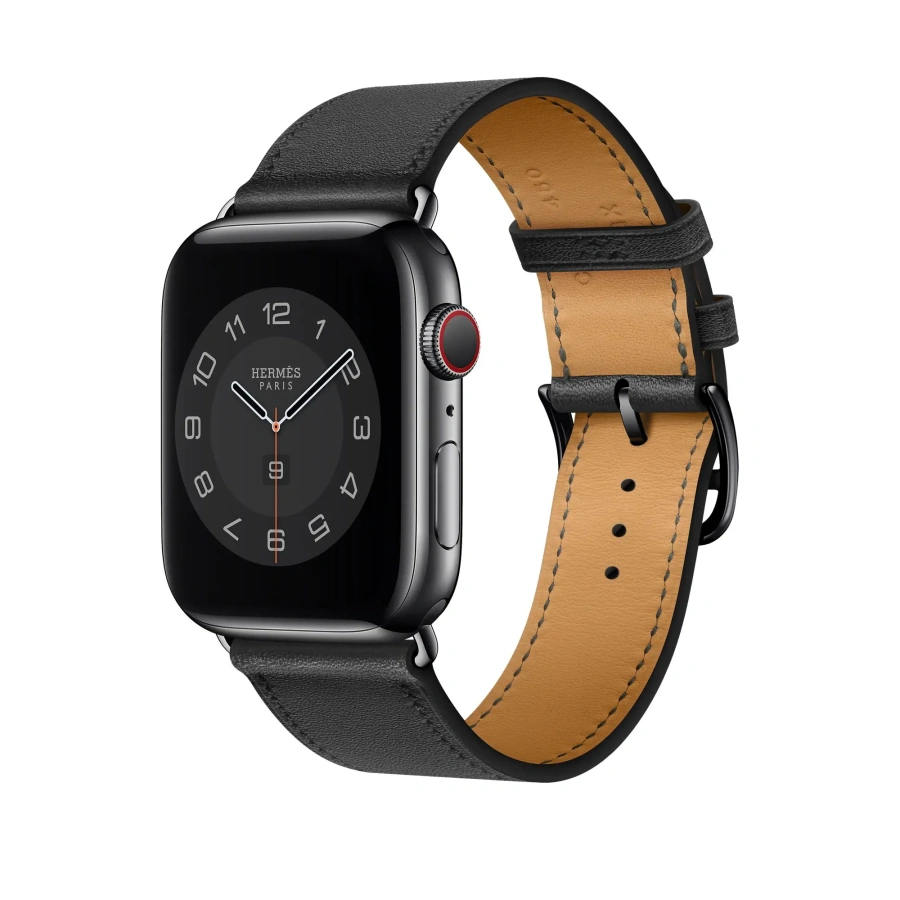 Ремінець Apple Watch Hermès 44/45/46/49mm (MX2R2) Noir Swift Leather Single Tour