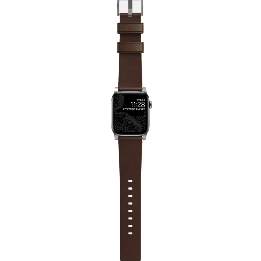 Ремешок Nomad Modern Strap Silver/Brown for Apple Watch 44/45/46/49mm (NM1A4RSM00)