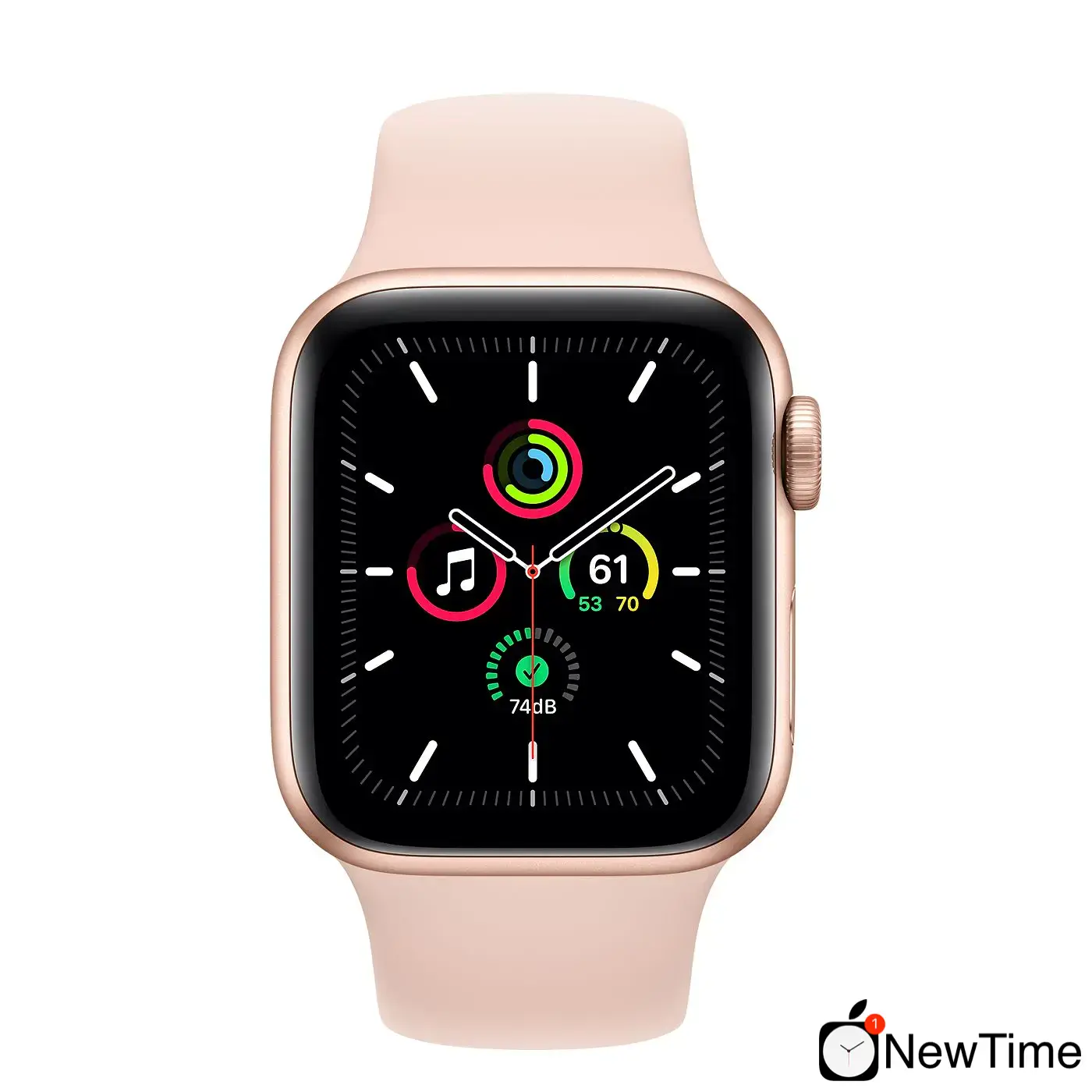 Apple Watch SE GPS 40mm Gold Aluminum Case with Pink Sand Sport Band (MYDN2)