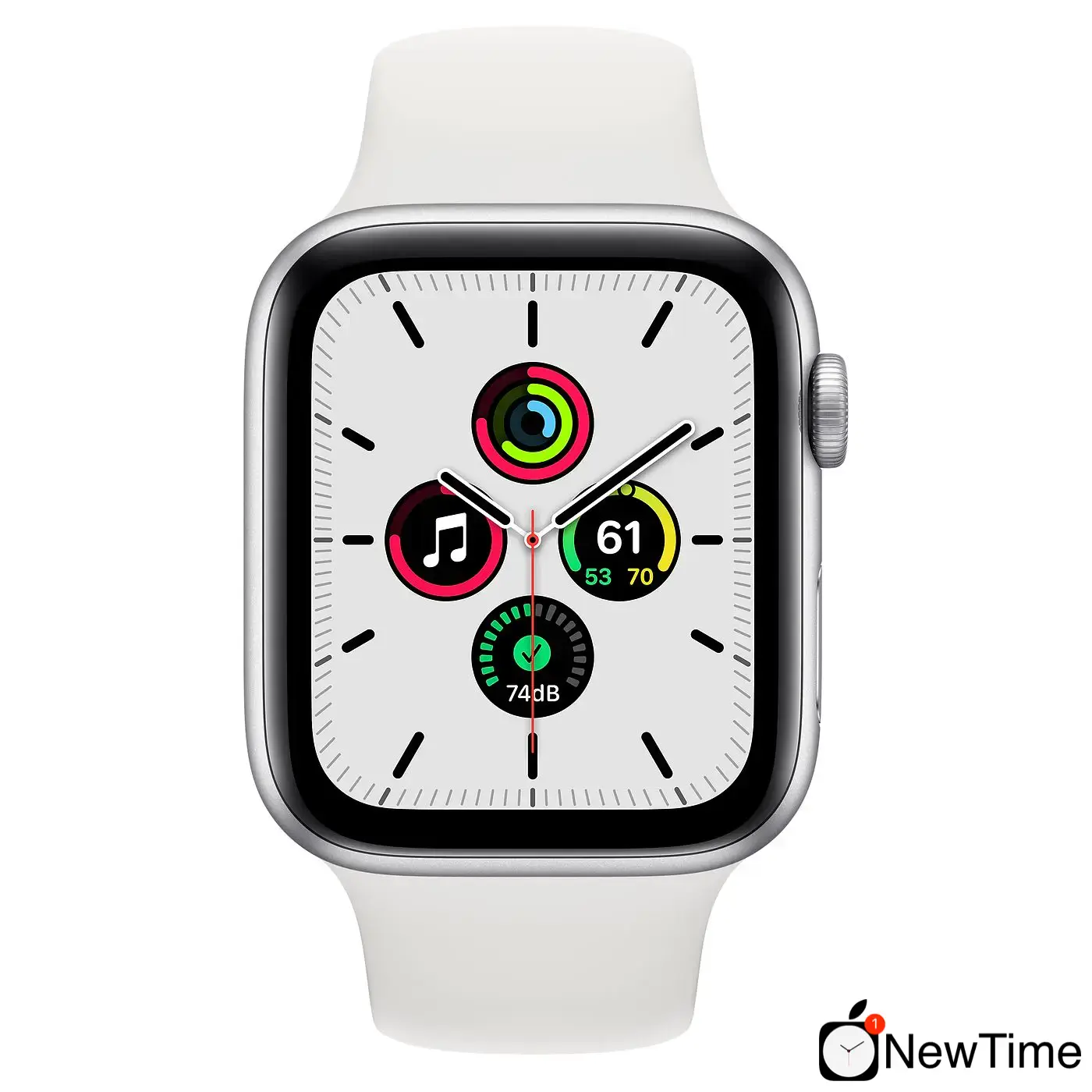 Apple Watch SE GPS 44mm Silver Aluminum Case with White Sport Band (MYDQ2)