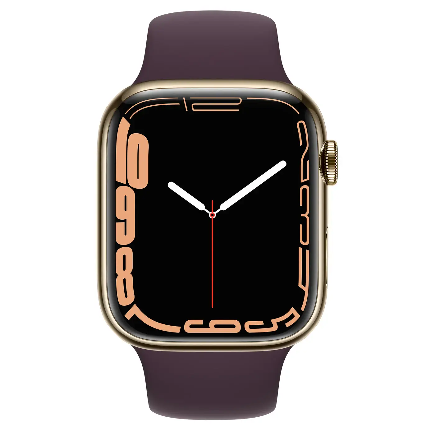 Apple Watch Series 7 GPS + Cellular 45mm Gold Stainless Steel Case with Dark Cherry Sport Band (MKJF3, MKJX3)
