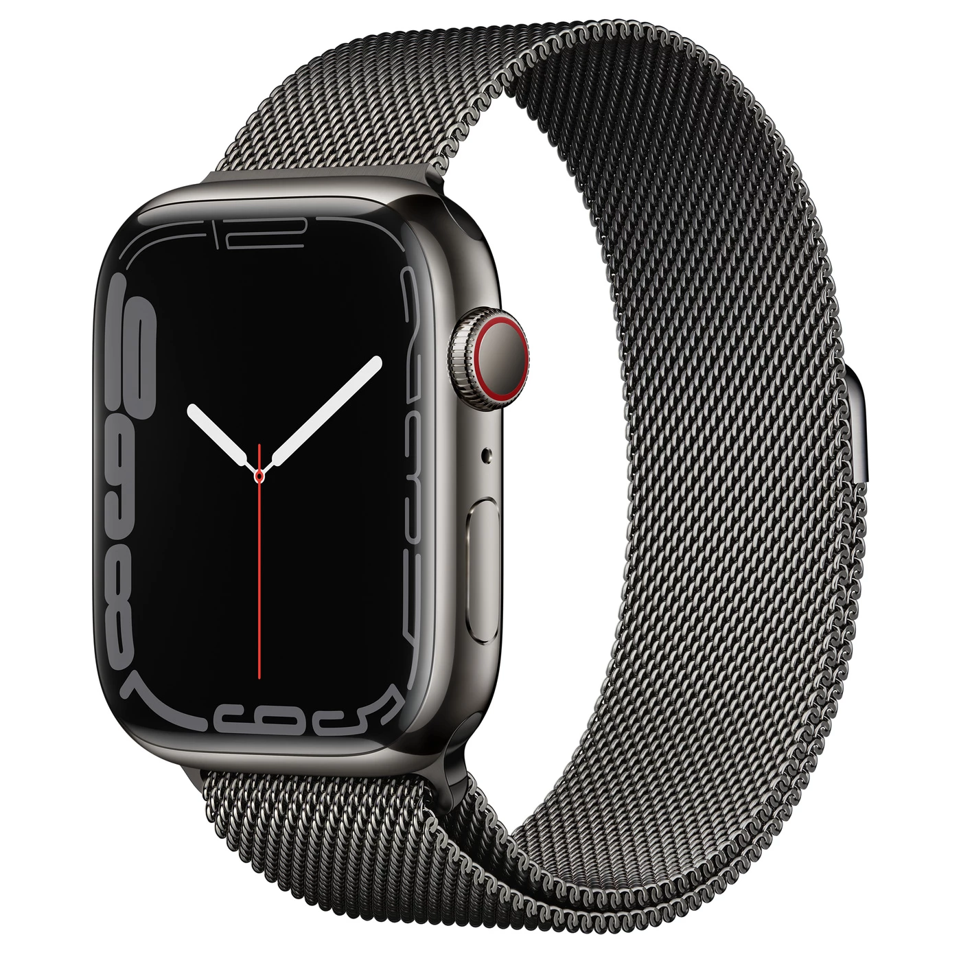 Apple Watch Series 7 GPS + Cellular 45mm Graphite Stainless Steel Case with Graphite Milanese Loop (MKJJ3, MKL33)