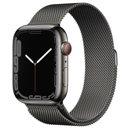 Apple Watch Series 7 GPS + Cellular 41mm Graphite Stainless Steel Case with Graphite Milanese Loop (MKHK3, MKLF3)