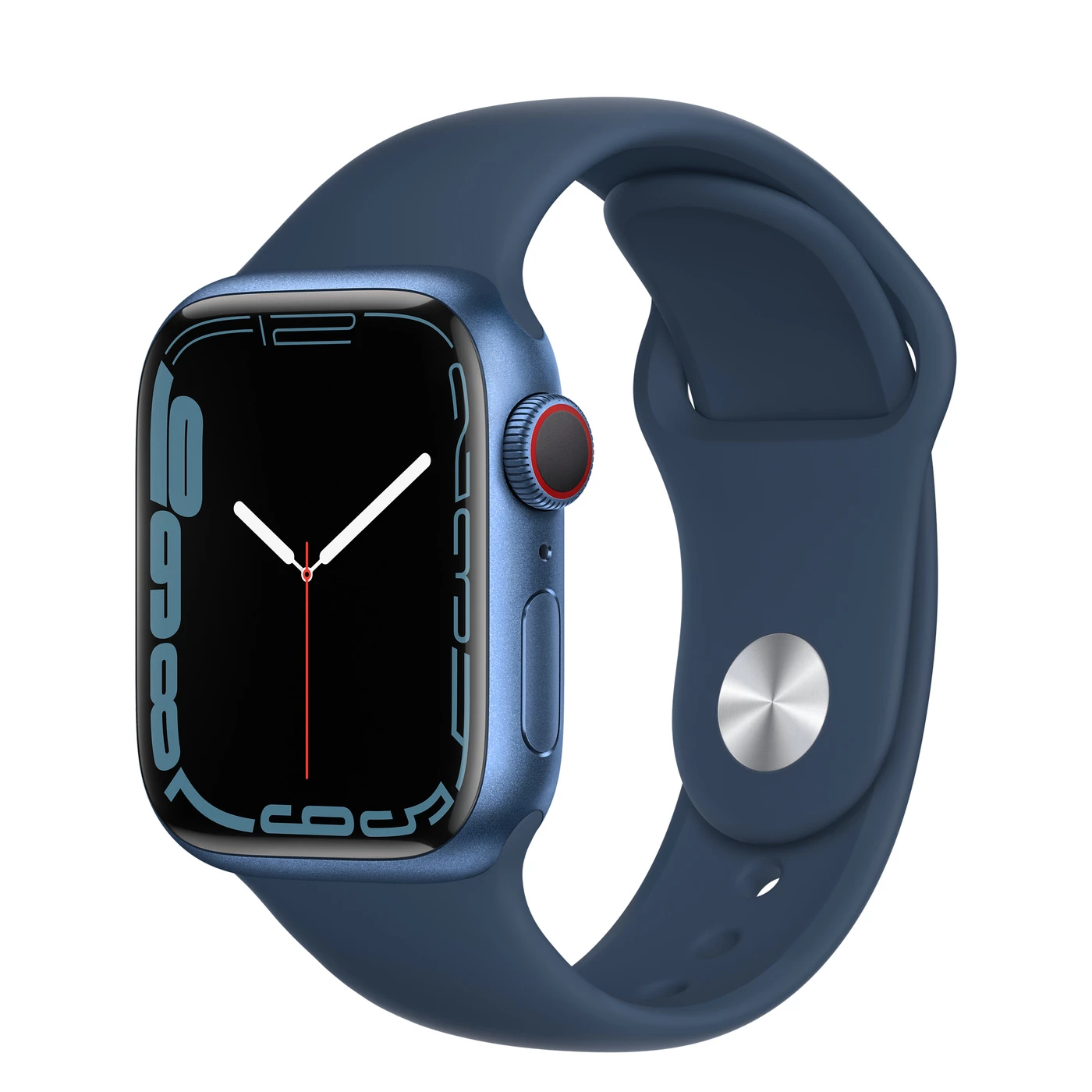 Apple Watch Series 7 GPS + Cellular 41mm Blue Aluminum Case with Abyss Blue Sport Band (MKHC3, MKHU3)