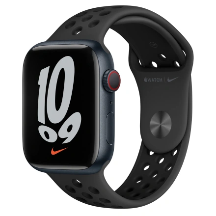 Apple Watch Nike Series 7 GPS + Cellular 45mm Midnight Aluminum Case with Anthracite/Black Nike Sport Band (MKJL3, MKL53)