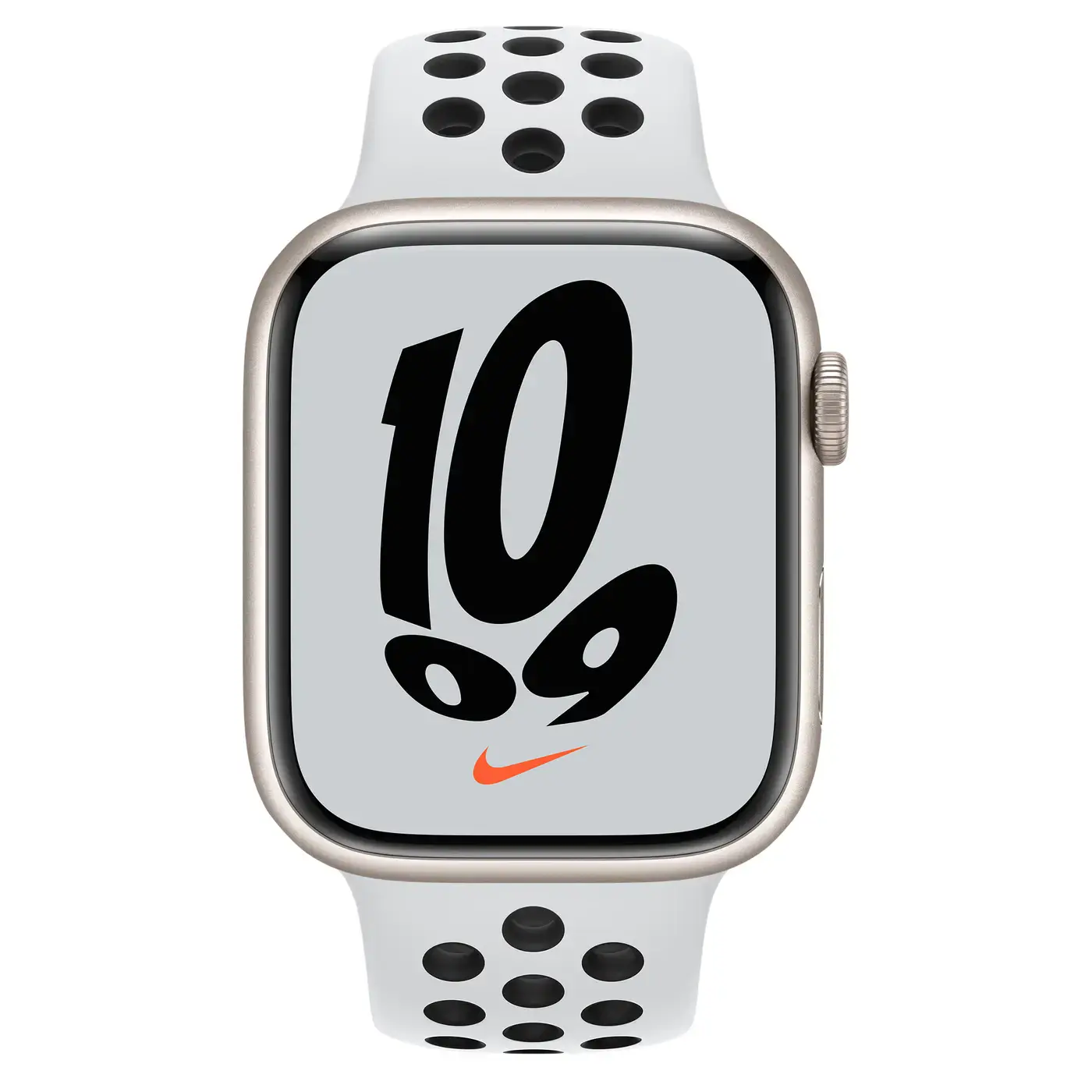 Apple Watch Nike Series 7 GPS + Cellular 41mm Starlight Aluminum Case with Pure Platinum/Black Nike Sport Band (MKHL3, MKJ33)