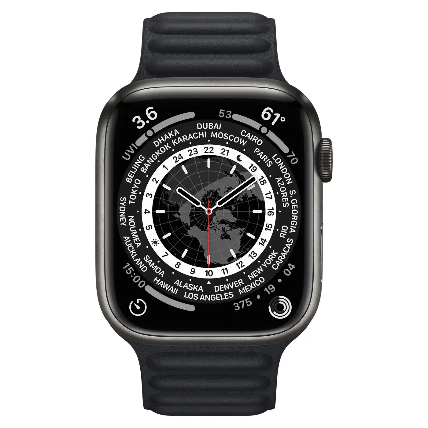 Apple Watch Series 7 GPS + Cellular 45mm Space Black Titanium with Black Leather Link S/M (ML8V3, ML813)