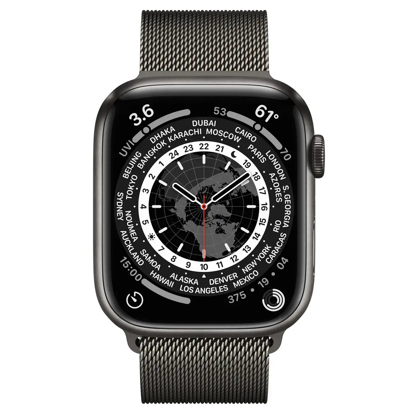Apple Watch Series 7 GPS + Cellular 45mm Space Black Titanium with Graphite Milanese Loop (ML8V3, ML773)