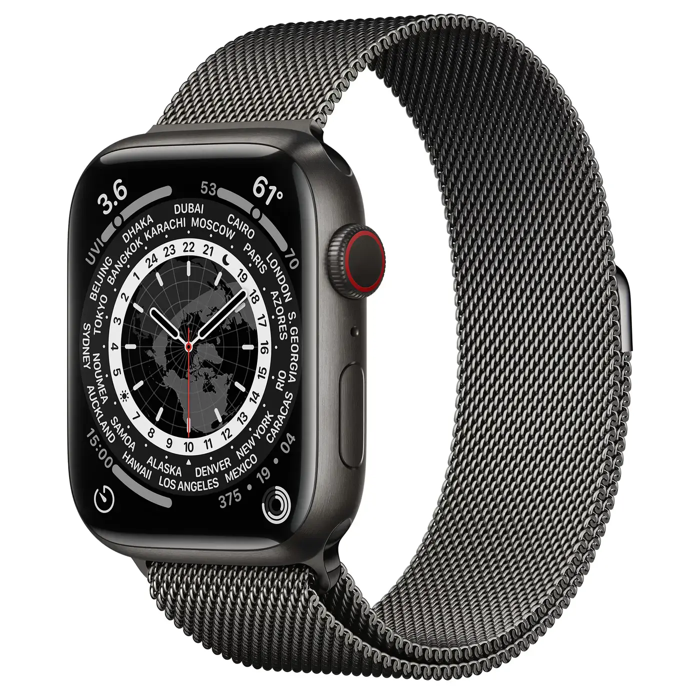 Apple Watch Series 7 GPS + Cellular 45mm Space Black Titanium with Graphite Milanese Loop (ML8V3, ML773)