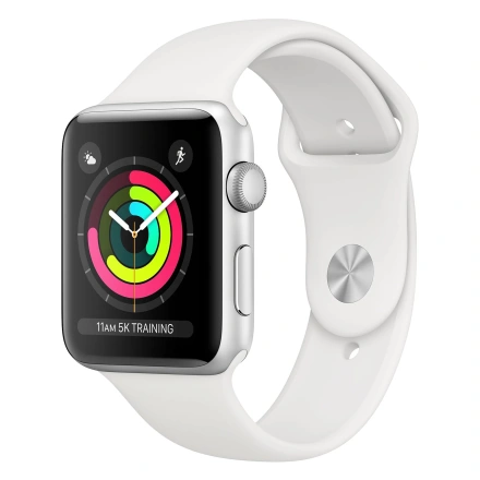 Apple Watch Series 3 (GPS) 42mm Silver Aluminum Case with White Sport Band (MTF22)