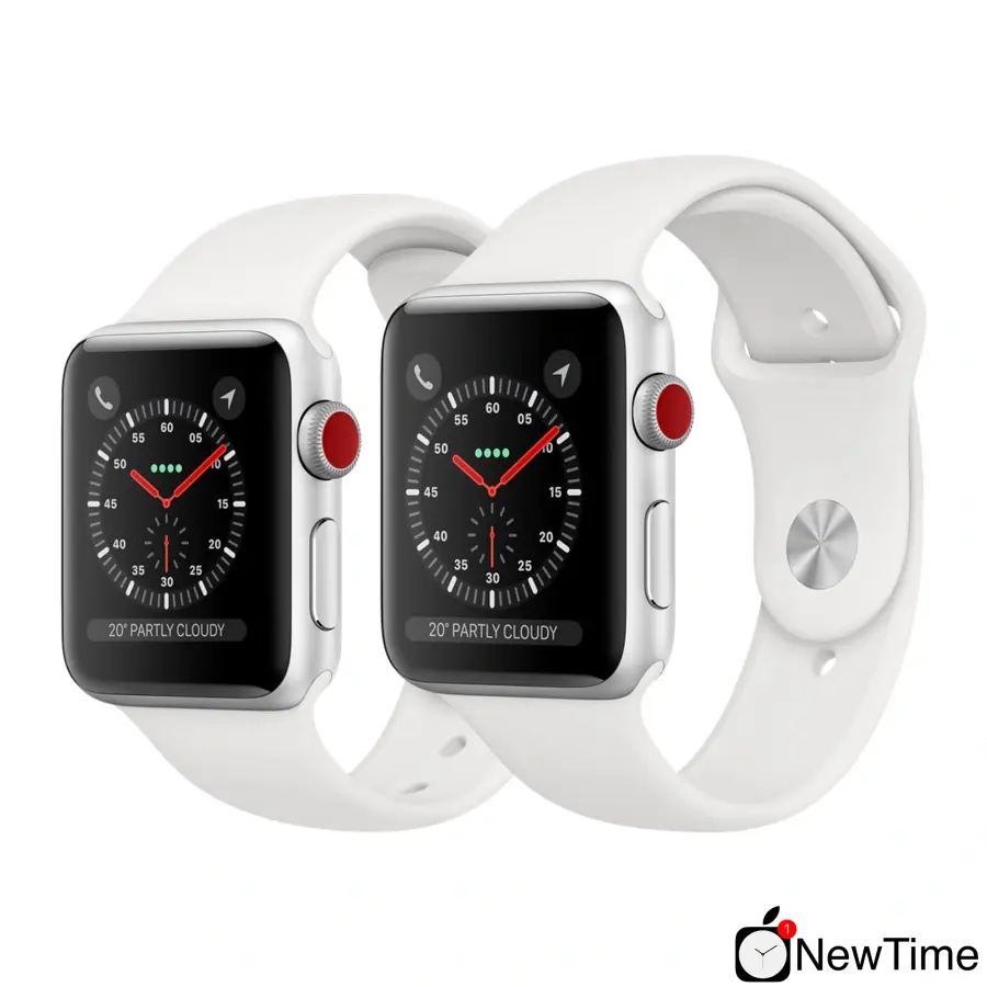 Apple Watch Series 3 (GPS + Cellular) 38mm Silver Aluminum Case with White Sport Band (MTGG2)