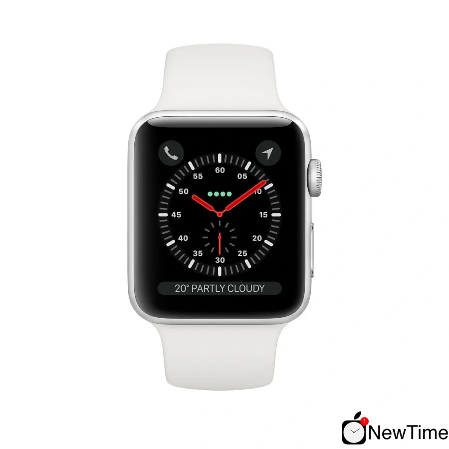Apple Watch Series 3 (GPS + Cellular) 42mm Silver Aluminum Case with White Sport Band (MTGR2)